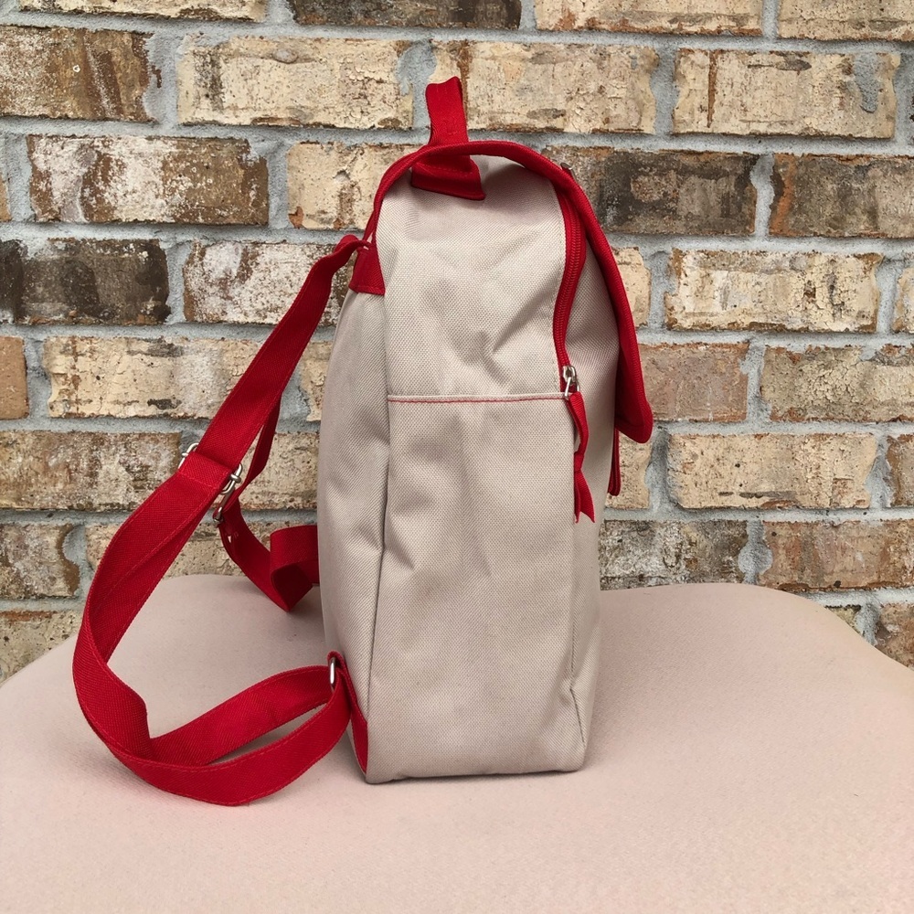 Tommy Hilfiger Red Tan Medium Size Snap/ Zipper Closure Women’s Backpack - Picture 6 of 16